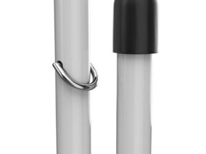 A close up of a flag pin top