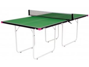 A junior indoor ping pong table featuring a net positioned at the centre